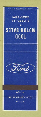 Matchbook Cover - Todd Motor Sales Ford Eldred PA