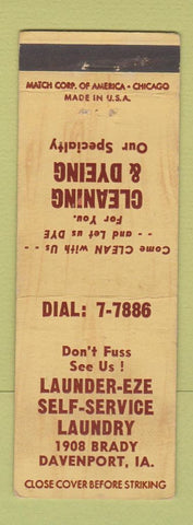 Matchbook Cover - Lauder Eze Self Service Laundry Davenport IA