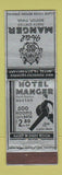 Matchbook Cover - Hotel Manger Boston MA FEDERAL LONG