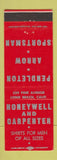 Matchbook Cover Honeywell Carpenter Men's Clothes Arrow Pendleton Long Beach CA