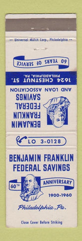 Matchbook Cover - Benjamin Franklin Federal Savings Philadelphia PA