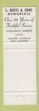 Matchbook Cover - L Bocci Sons Memorials Colma CA