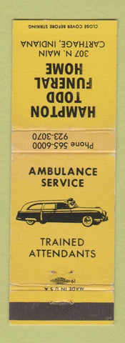 Matchbook Cover - Hampton Todd Funeral Home Carthage IN WEAR
