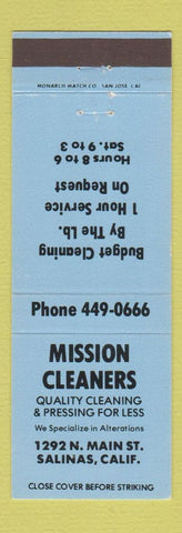 Matchbook Cover - Mission Cleaners Salinas CA