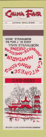 Matchbook Cover - China Fair Chinese Restaurant Northville MI
