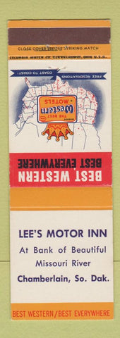 Matchbook Cover - Lee's Motor Inn Chamberlain SD Best Western