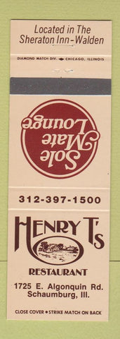 Matchbook Cover - Sole Mate Lounge Henry T's Schaumburg IL Sheraton Inn