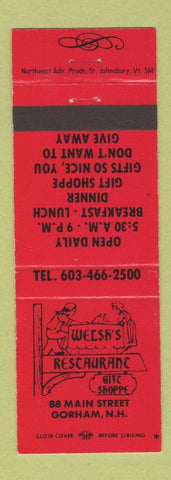 Matchbook Cover - Welsh's Restaurant Gorham NH WEAR