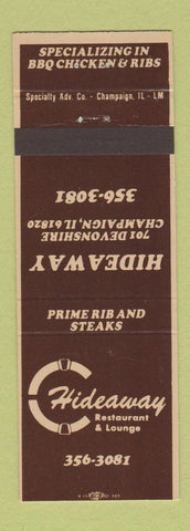 Matchbook Cover - Hideaway Restaurant Champaign IL