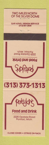 Matchbook Cover - Pettijons Restaurant Ponatic MI