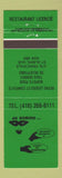 Matchbook Cover - Au Domino Restaurant St Alban QC WEAR GREEN