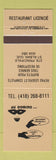 Matchbook Cover - Au Domino Restaurant St Alban QC GOLD