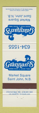 Matchbook Cover - Grannan's Restaurnt St John NB