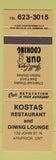 Matchbook Cover - Kostas Restaurant Arniprior ON