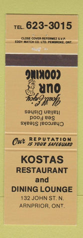 Matchbook Cover - Kostas Restaurant Arniprior ON