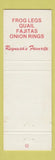 Matchbook Cover - Sam's Place Houston TX Del Norte