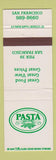 Matchbook Cover - Pasta Factory San Francisco CA