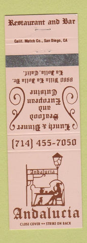 Matchbook Cover - Andalucia Restaurant La Jolla CA