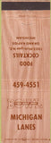 Matchbook Cover - Michigan Lanes Bowling Grand Rapids MI