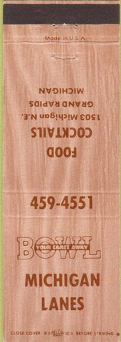 Matchbook Cover - Michigan Lanes Bowling Grand Rapids MI