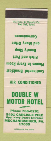 Matchbook Cover - Double W Motor Hotel Mechanicsburg PA