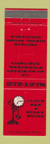 Matchbook Cover - Clock Bar Steak House Milwaukee WI