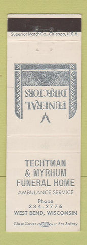 Matchbook Cover - Techtman & Myrhum Funeral Home West Bend WI