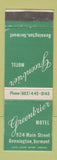 Matchbook Cover - Greenbrier Motel Bennington VT WEAR