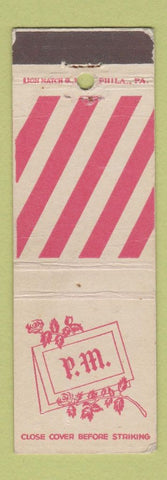 Matchbook Cover - PM Bar Restaurant Philadelphia PA