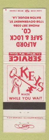 Matchbook Cover - Alford Safe and Lock Baton Rouge LA