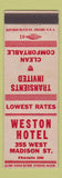 Matchbook Cover - Western Hotel Chicago?