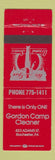 Matchbook Cover - Gordon Camp Cleaner Rochester PA