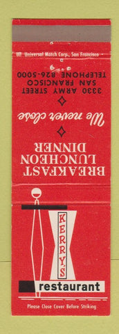 Matchbook Cover - Kerry's Restaurant San Francisco CA