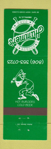 Matchbook Cover - Hummer's Sports Cafe baseball Amarillo TX