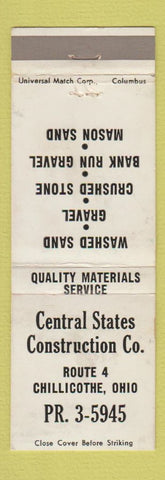 Matchbook Cover - Central States Construction Chillicothe OH WEAR