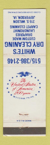 Matchbook Cover - White's Dry Cleaning Jefferson IA 1976 WEAR