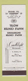 Matchbook Cover - Maple Center Motel St Johnsbury VT