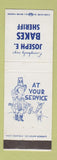 Matchbook Cover - Joseph E Bakes Sheriff Election