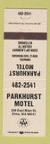 Matchbook Cover - Parkhurst Motel Elma WA