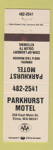 Matchbook Cover - Parkhurst Motel Elma WA