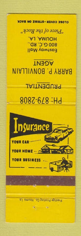 Matchbook Cover - Barry Bonvillain Insurance Houma LA