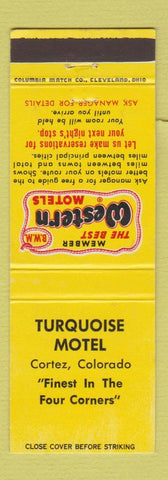 Matchbook Cover - Turquoise Motel Cortez Colorado Best Western