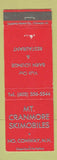 Matchbook Cover - Mount Cranmore Skimobiles North Conway NH