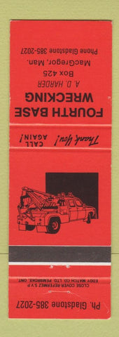 Matchbook Cover - Fourth Base Wrecking Towing MacGregor MB