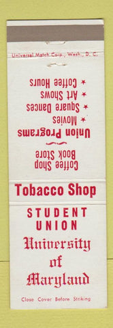 Matchbook Cover - Student Union University of Maryland College Park MD