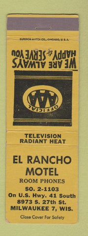 Matchbook Cover - El Rancho Motel Milwaukee WI