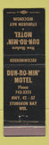 Matchbook Cover - Dun Ro Min Motel Sturgeon Bay WI
