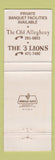 Matchbook Cover - Old Allegheny Pittsburgh PA 3 Lions WEAR