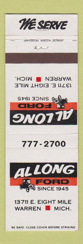 Matchbook Cover - Al Long Ford Warren MI