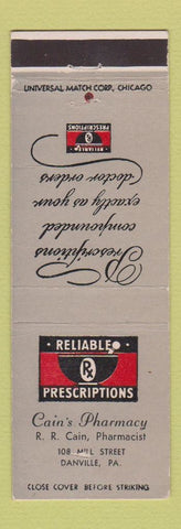 Matchbook Cover - Cain's Drug Danville PA